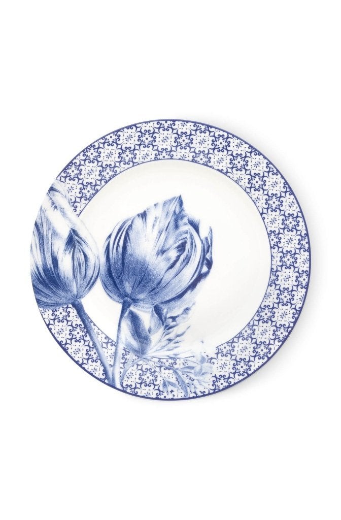 Heinen Delfts Blauw Janny ontbijtbord Tulp 21 cm, Overige merken, Ophalen of Verzenden, Delftsblauw, Bord(en)