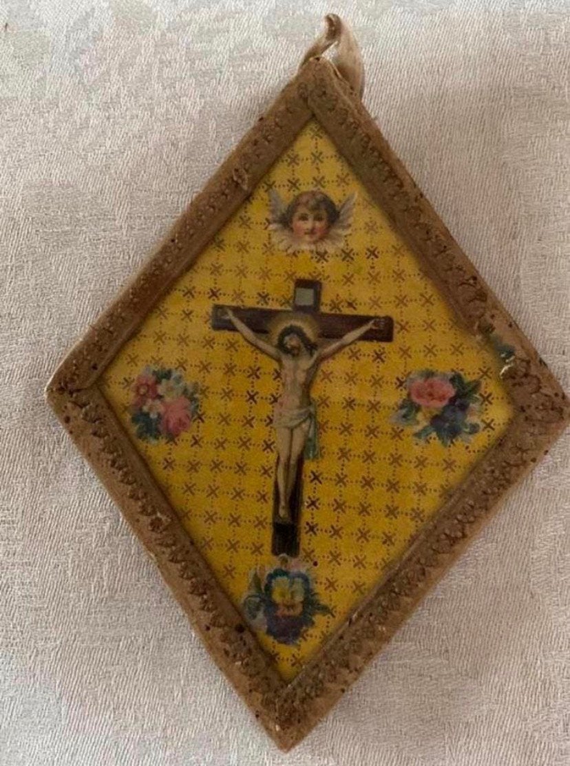 Handgemaakt devotie schilderijtje, Antiek en Kunst, Antiek | Religie, Ophalen of Verzenden