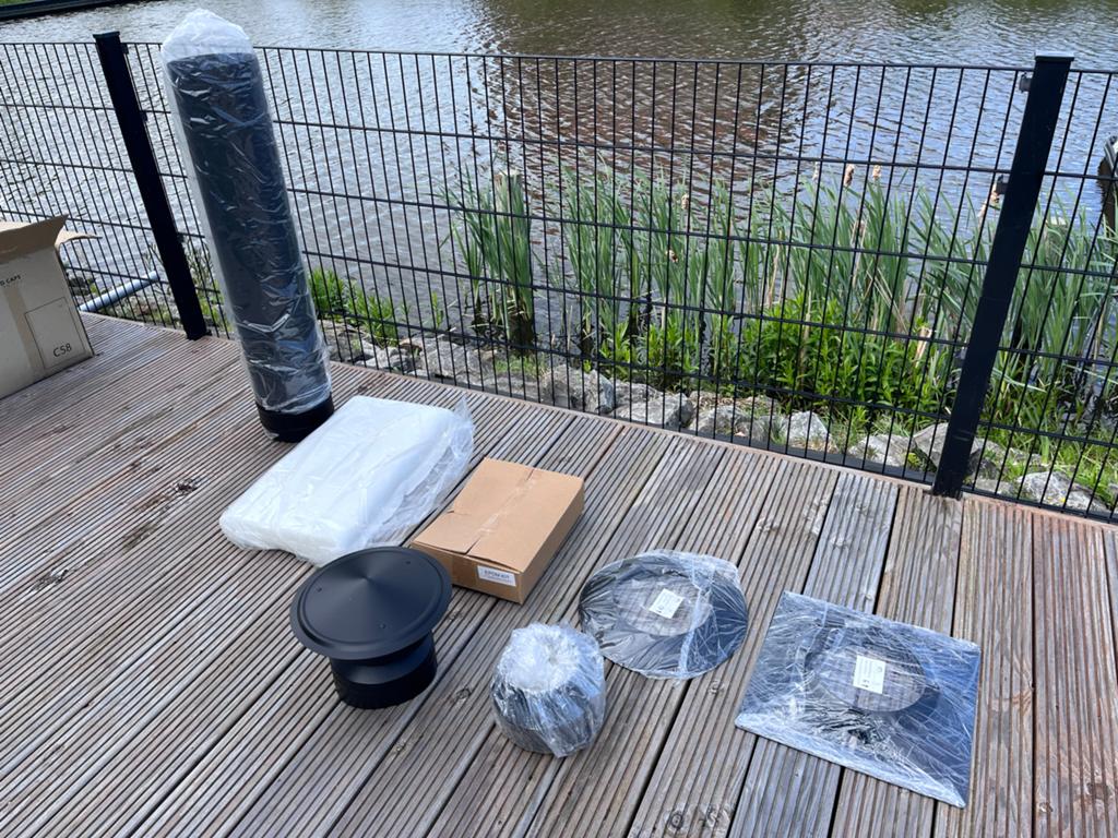 Dakdoorvoer houtkachel 150mm plat dak EPDM complete set, Ophalen of Verzenden, Vrijstaand, Hout, Nieuw