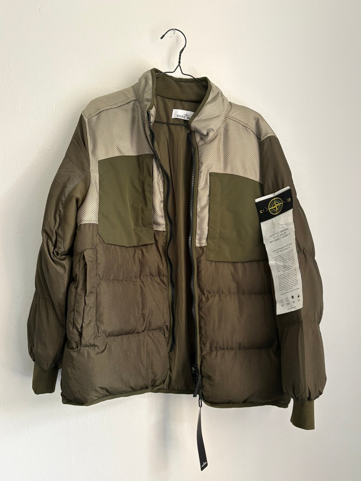 STONE ISLAND WINTERJAS GROEN ZILVER  NYLON HEREN L NP €945, Kleding | Heren, Ophalen of Verzenden, Nieuw, Maat 52/54 (L), Groen