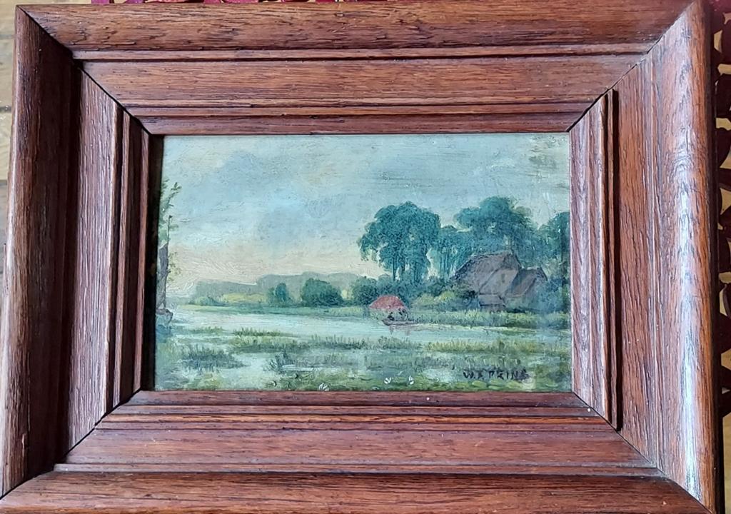 W.A. Prins Paneel Schilderij - Landschap 18x12 cm, Ophalen of Verzenden