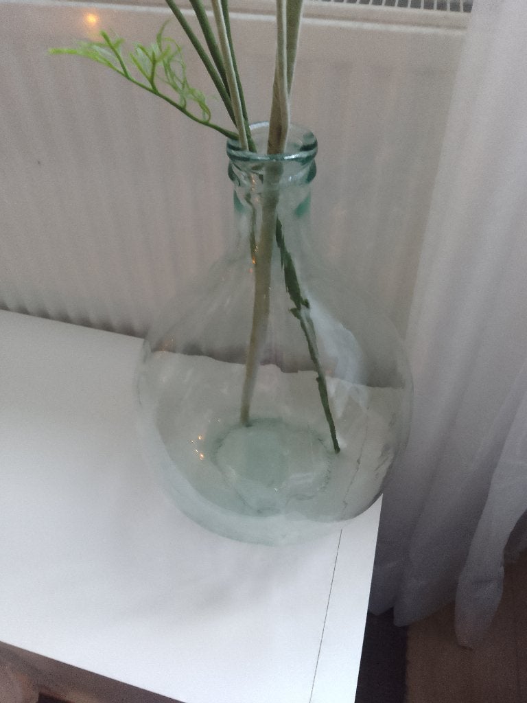nieuwe vaas + 2 kunstbloemtakken, Transparant, Nieuw, Ophalen of Verzenden, Glas