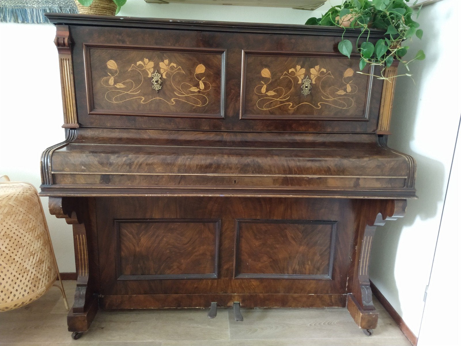 Decoratieve Piano Antiek, Muziek en Instrumenten, Ophalen, Gebruikt, Bruin, Piano