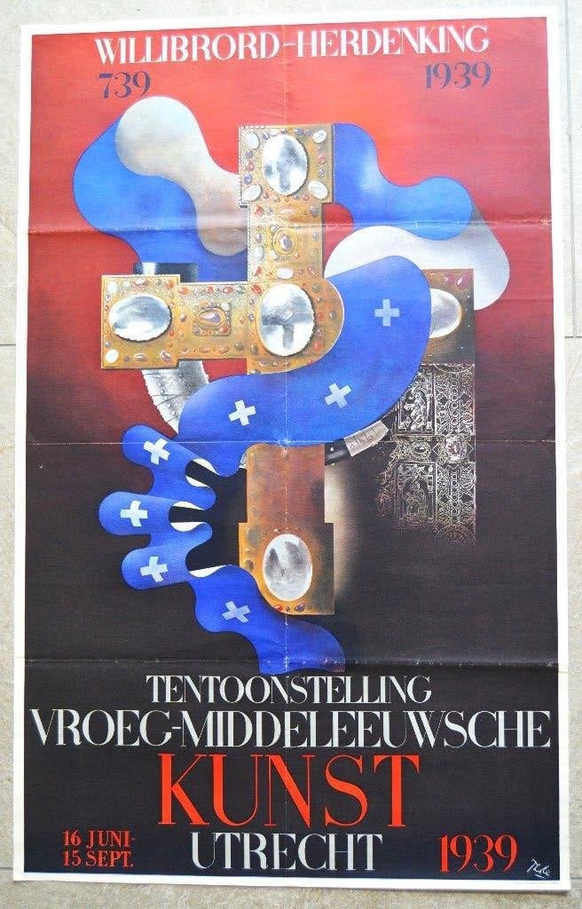 Affiche;  Karel Thole -  Willibrord herdenking 739 - 1939., Ophalen of Verzenden, A1 t/m A3, Film en Tv