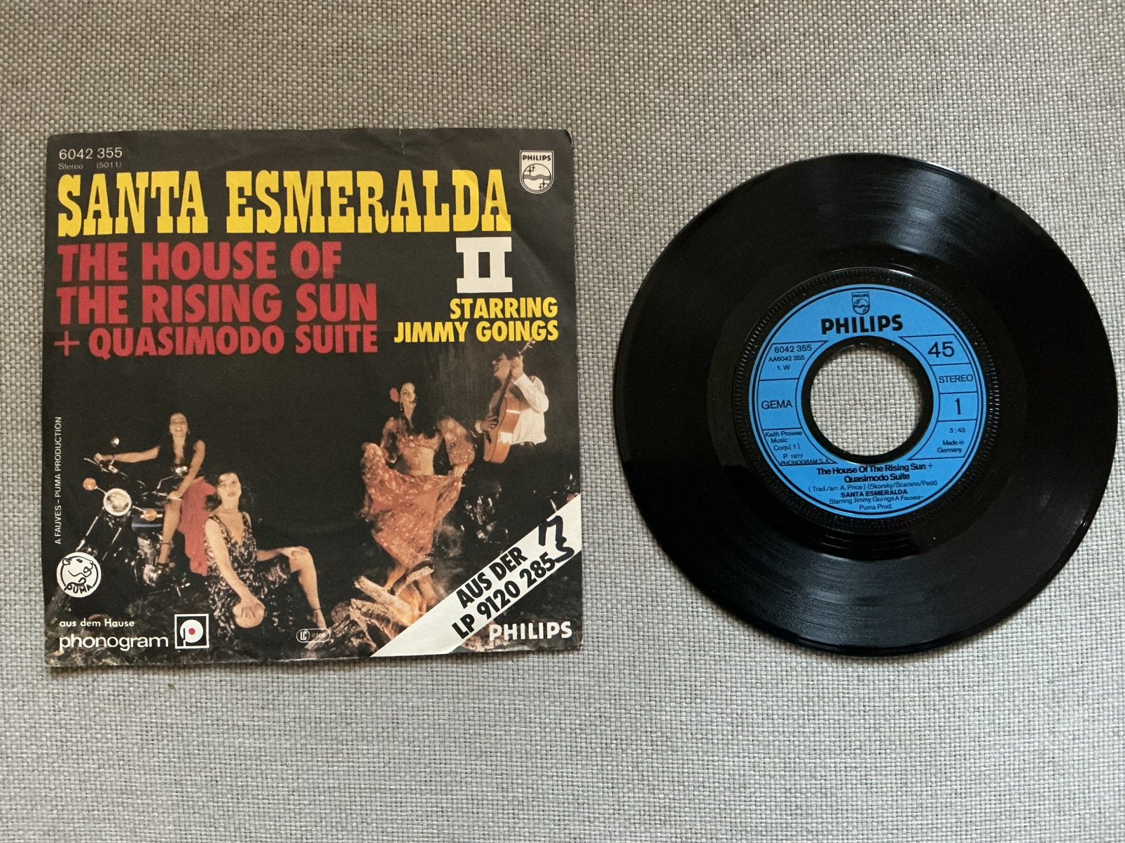 Santa Esmeralda single vinyl. The house of the rising sun., Ophalen of Verzenden, Zo goed als nieuw, Pop