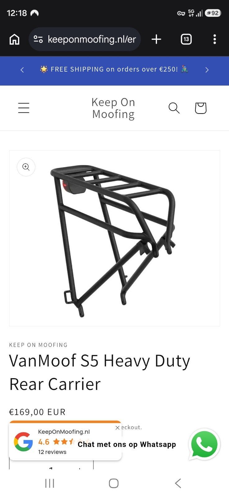 VanMoof S5 Heavy Duty Achterdrager, Fietsen en Brommers, Ophalen of Verzenden, Nieuw