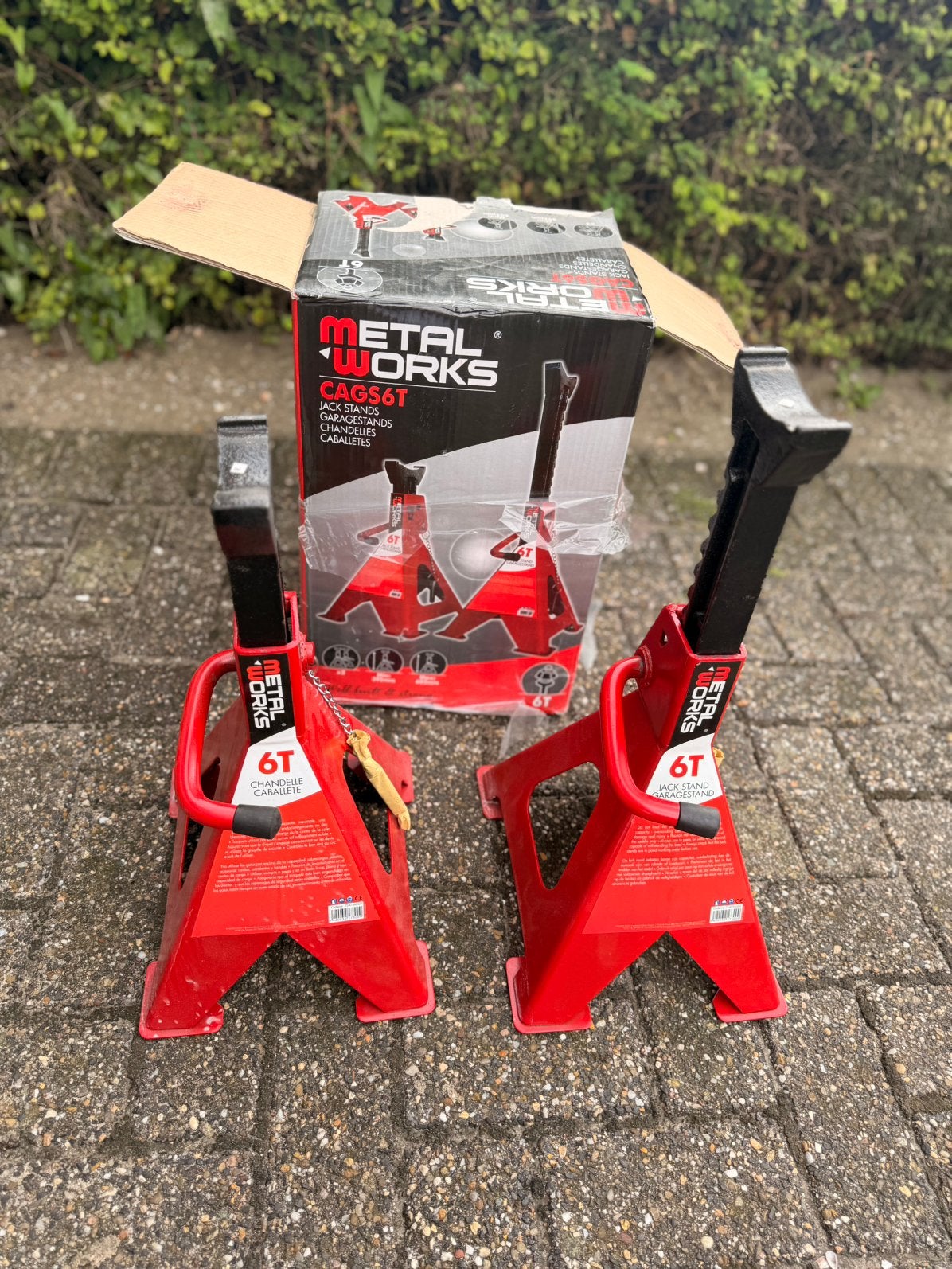 Set van 2 stuks assteunen 6 TON – Metal Works, Auto diversen, Ophalen, Zo goed als nieuw, Hydraulisch, Garagekrik