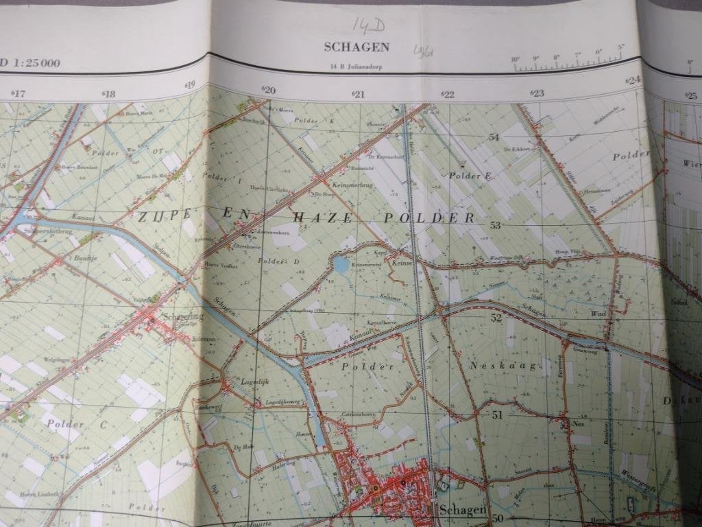 14 D Schagen Warmenhuizen Waarland t,Veld Plattegrond 1961, Antiek en Kunst, Ophalen of Verzenden