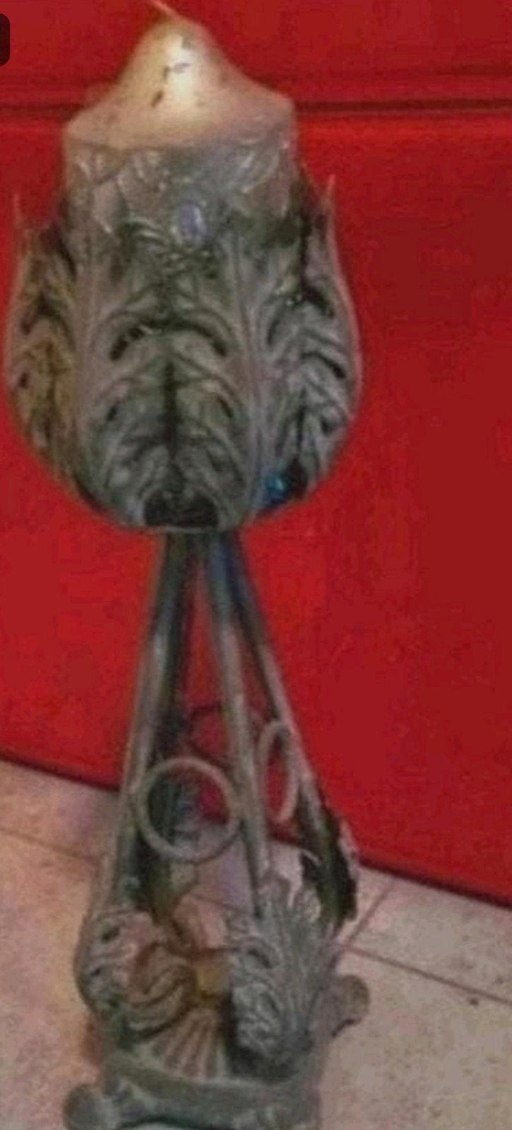 Oude metalen kandelaar, Ophalen of Verzenden, Gebruikt, Metaal, Overige typen