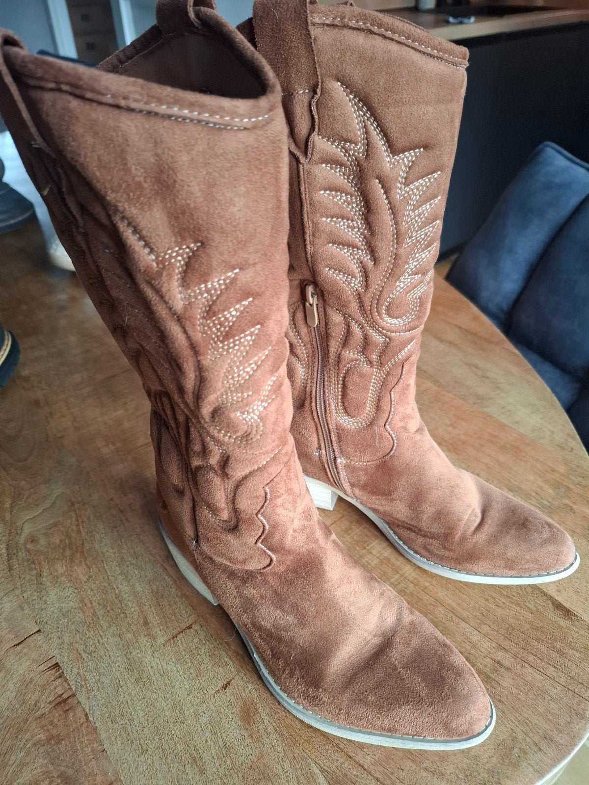 Bruine cowboylaarzen maat 40, Ophalen of Verzenden, Gedragen, Bruin, Hoge laarzen
