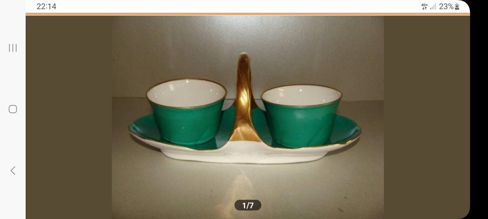 Ovale schaal met twee bakjes, groen - P & B Wurtemberg, Ophalen of Verzenden