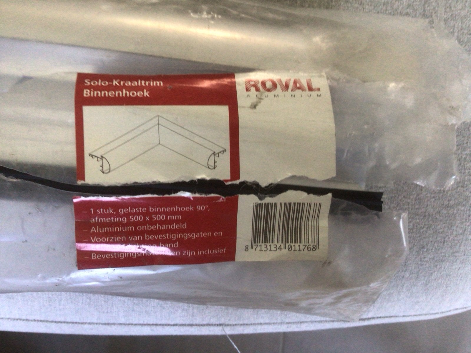Roval Solo-Kraaltrim Binnenhoek Aluminium Onbehandeld, Ophalen of Verzenden, Nieuw, 250 mm of meer, Overige typen