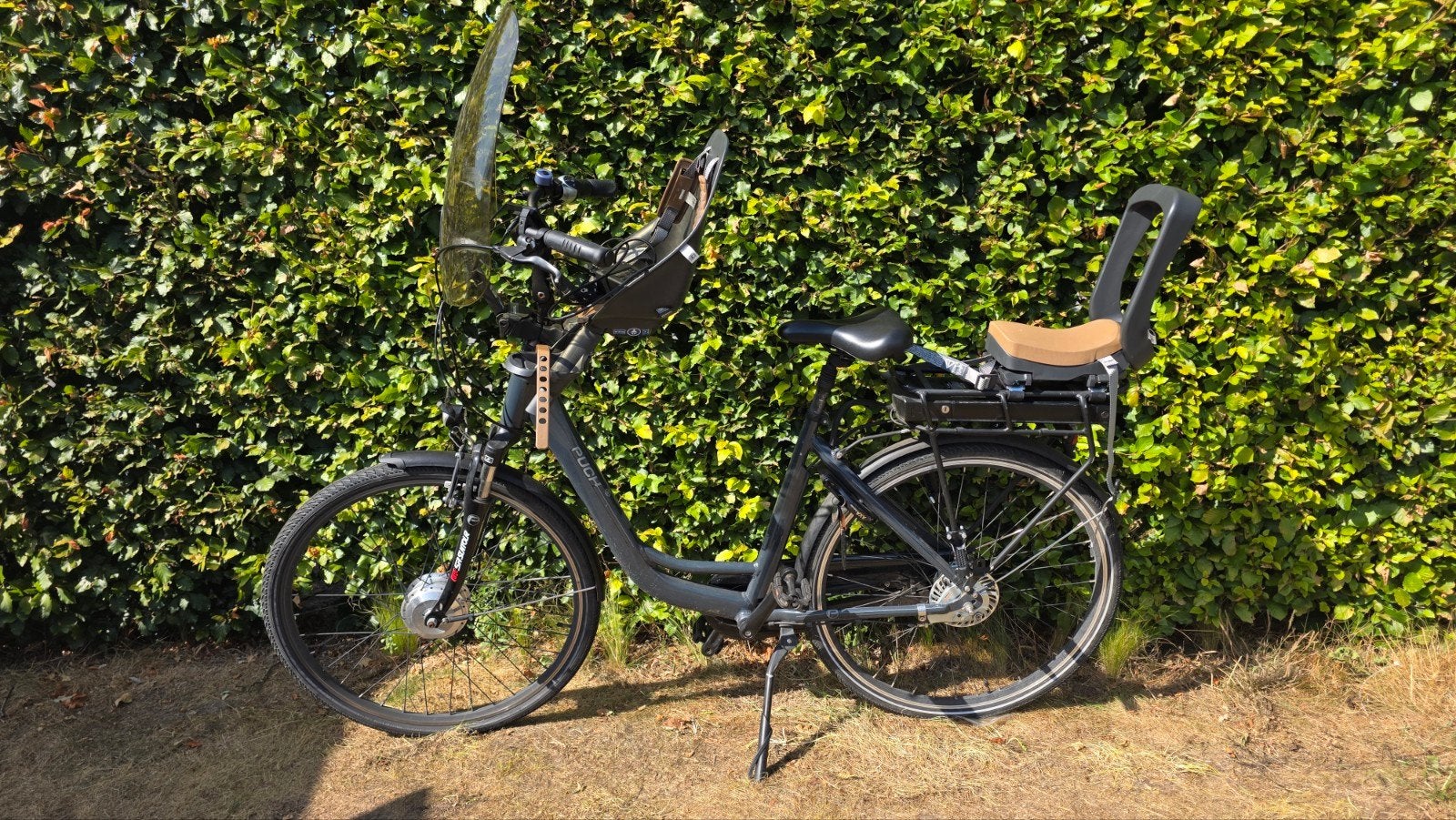 Puch E-bike met kinderzitjes en windscherm, Fietsen en Brommers, Elektrische fietsen, Gebruikt, 47 tot 51 cm, 50 km per accu of meer