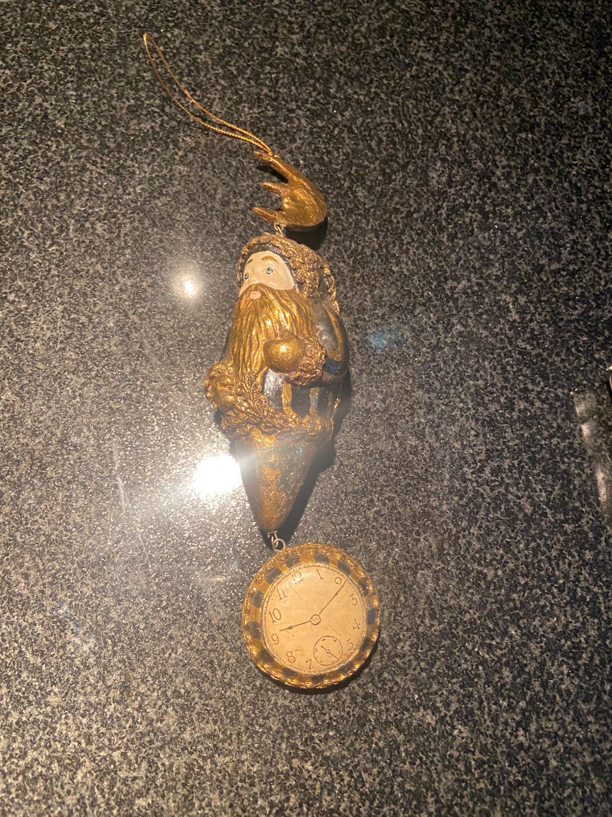 Kerstman hanger met maan en klok 21 cm, Ophalen of Verzenden