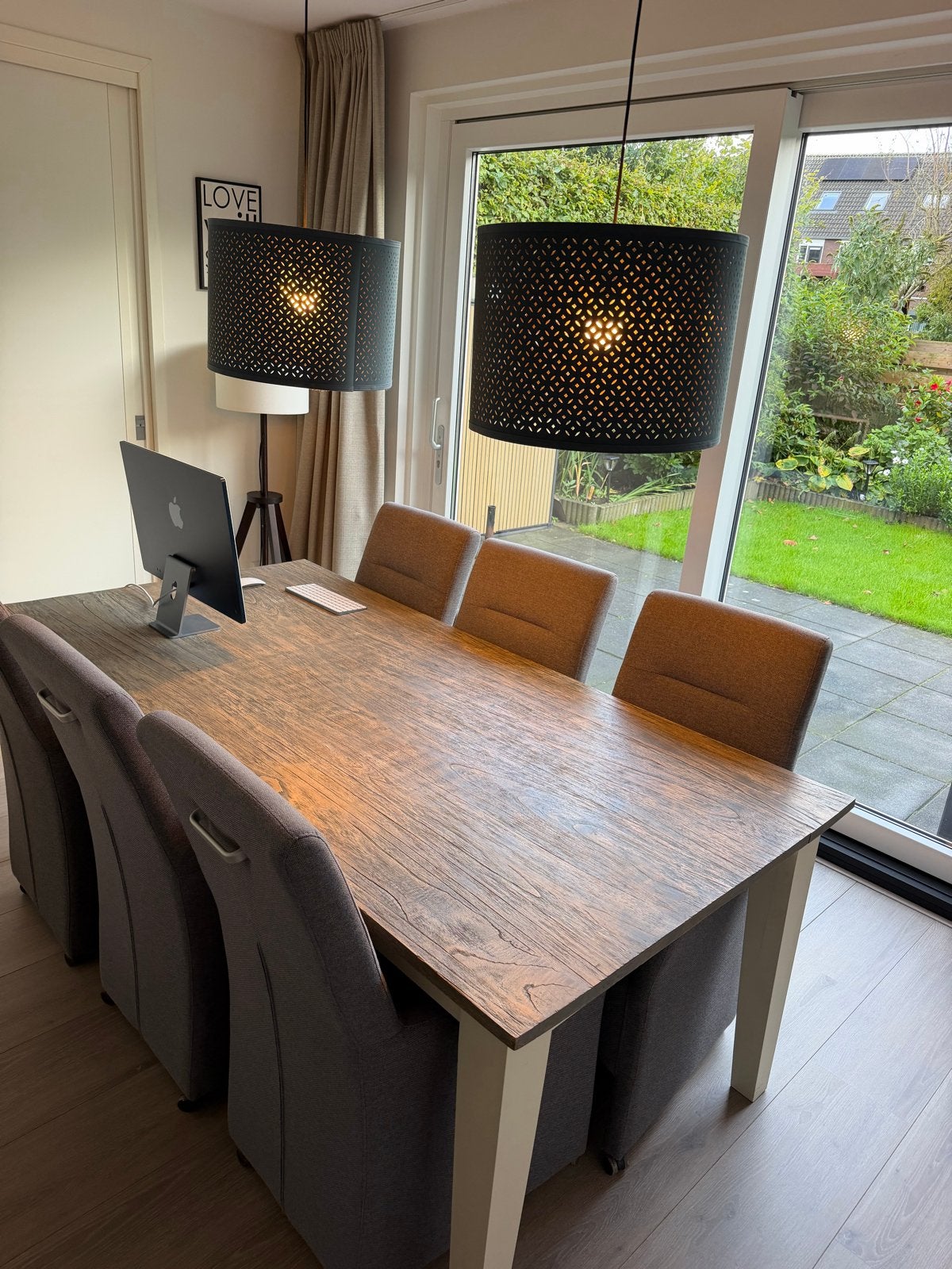 Eetkamertafel 200x100 cm met 6 stoelen, Ophalen, Gebruikt, 100 tot 150 cm, Vijf personen of meer