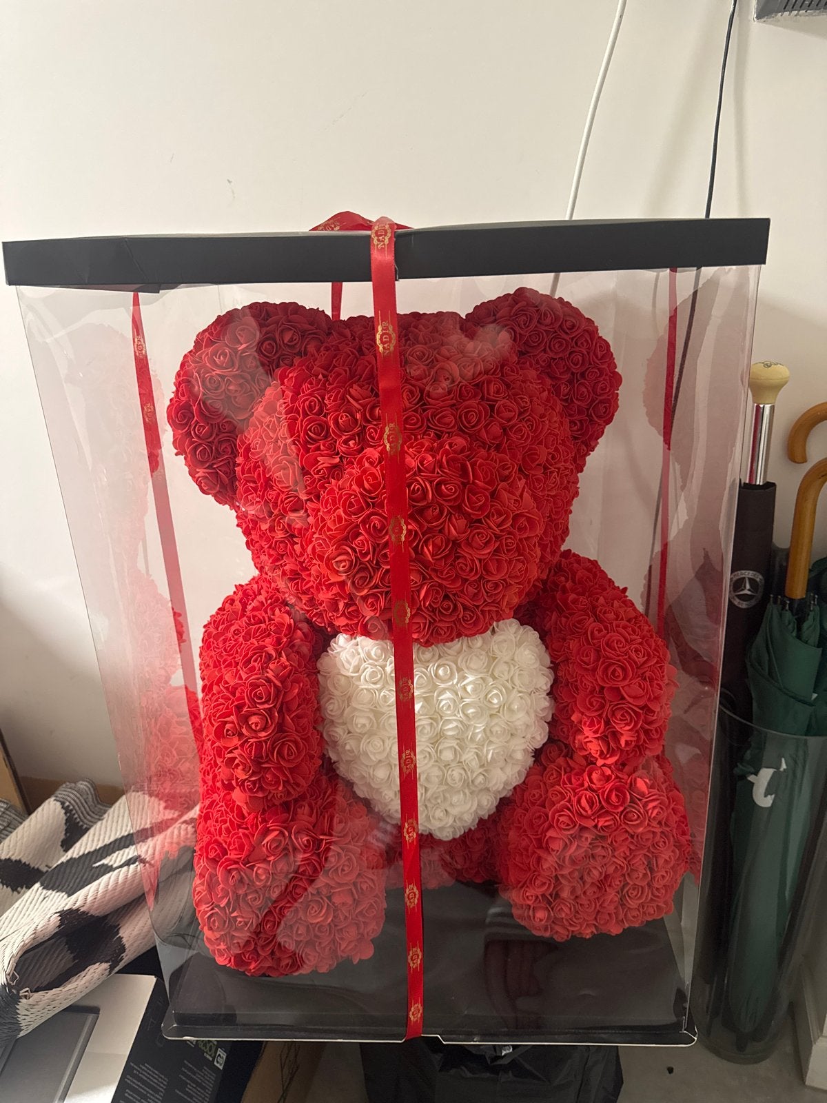 XXL Rozenbeer - Rode teddybeer met wit hart in geschenkdoos, Ophalen, Met doos, Beer, Nieuw