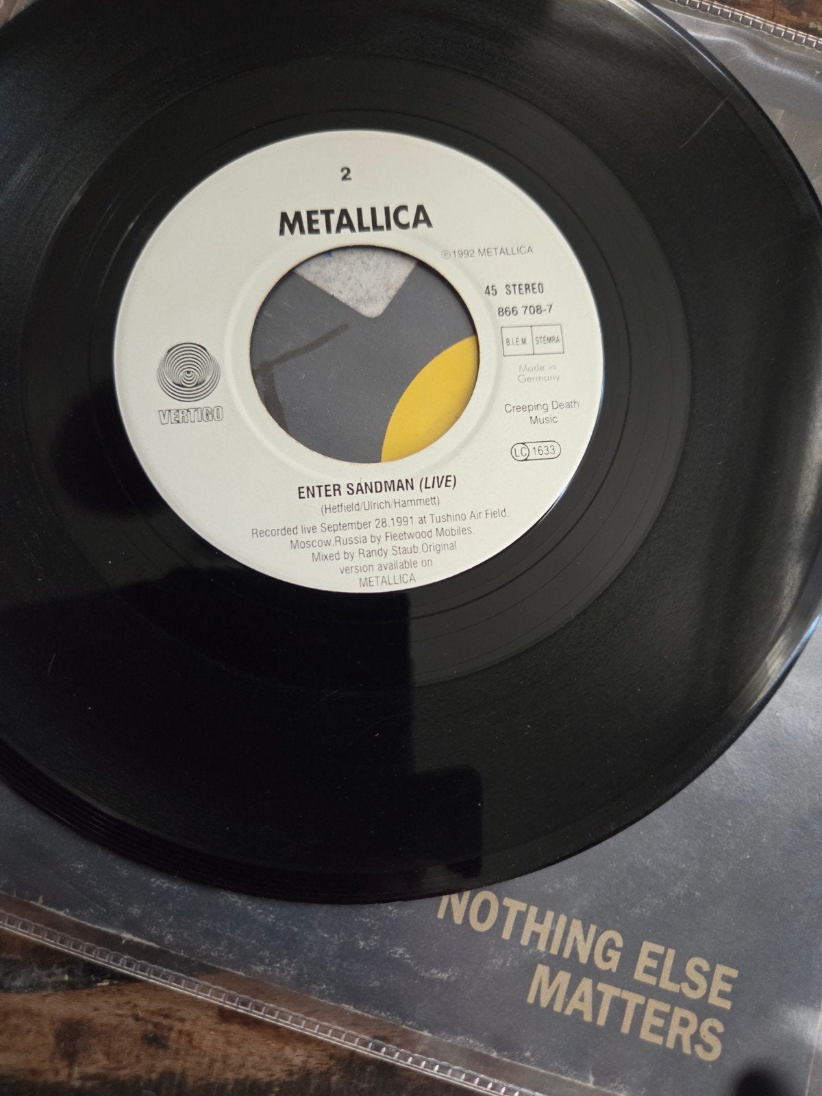 Metallica single nothing else matters en enter sandman (live, Gebruikt, Hard Rock, Overige formaten, Ophalen of Verzenden