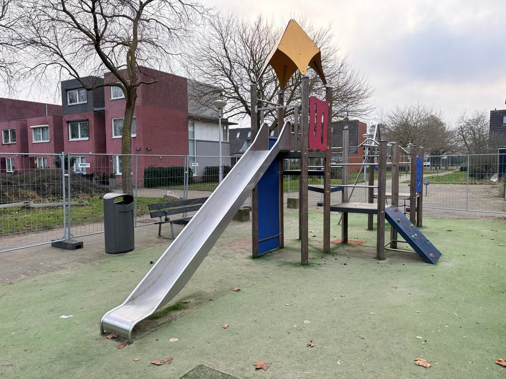 Speeltoestel met RVS Glijbaan & Glijstang, Ophalen of Verzenden, Gebruikt, Glijbaan, Aanbouwonderdeel
