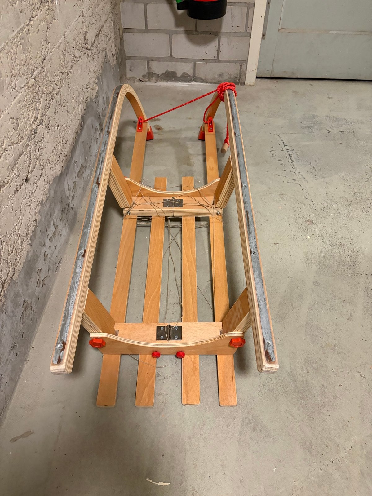 Houten Rodel Slee, Ophalen, Rem, Gebruikt, Hout