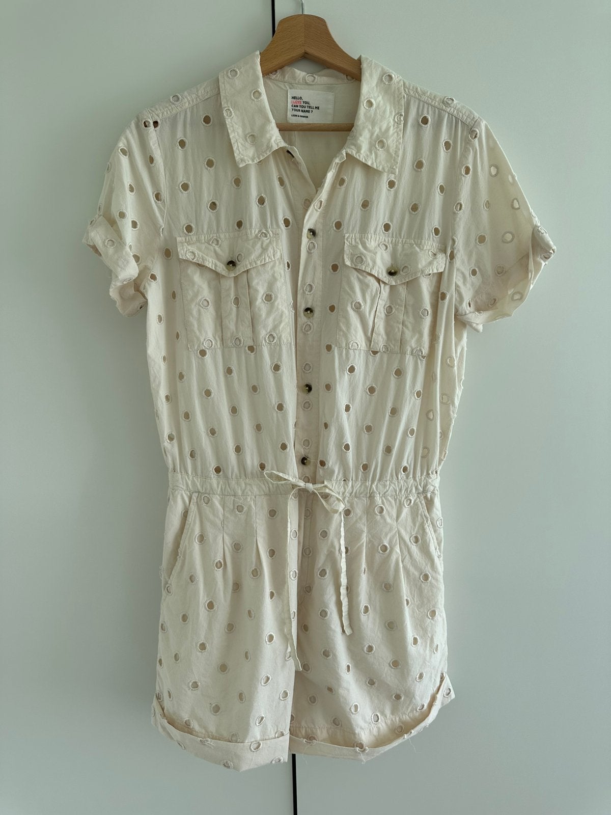 Crème broderie Leon & Harper jumpsuit playsuit in maat M, Kleding | Dames, Jumpsuits, Ophalen of Verzenden, Zo goed als nieuw