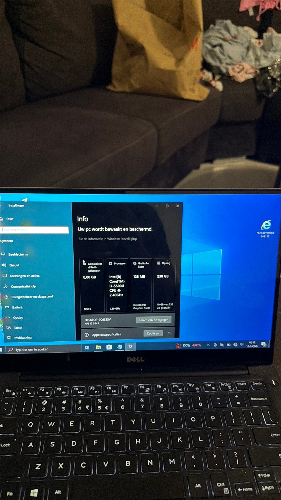 Dell XPS 13 250gb ssd i7, Ophalen, 2 tot 3 Ghz, 13 inch, Zo goed als nieuw