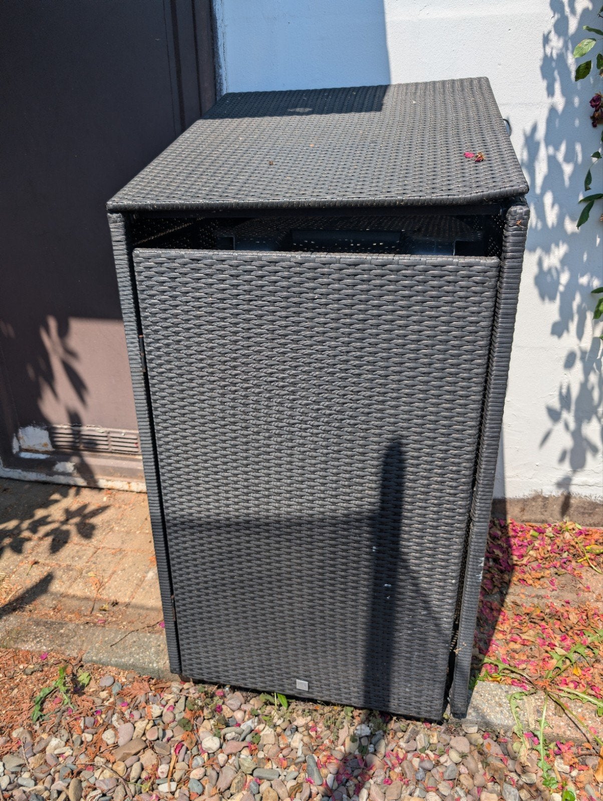 2 stuks Containerombouw / Afvalcontainerbox - Zwart Wicker, Ophalen, Gebruikt, Kunststof, Containerberging