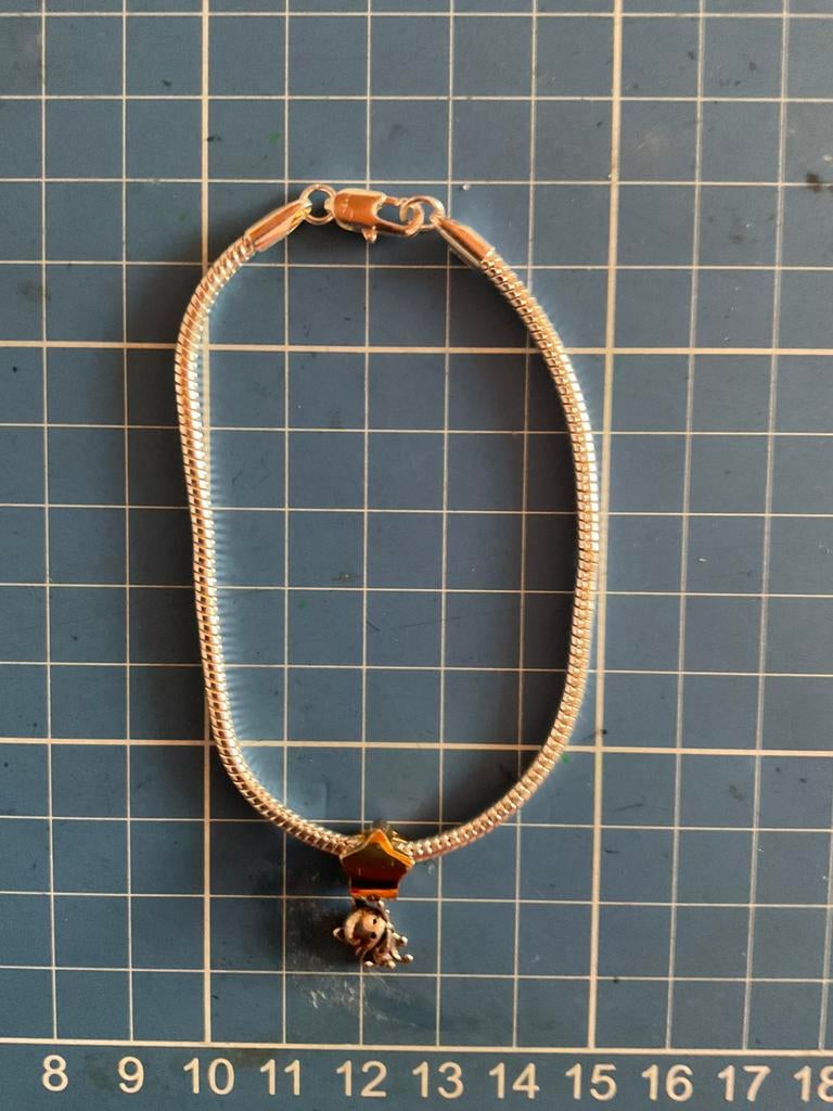 Zilver armbandje met bedel van kat, Ophalen of Verzenden, Zo goed als nieuw