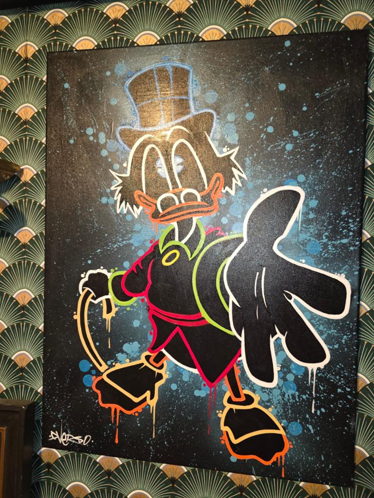 Dagobert duck origineel schilderij, Ophalen of Verzenden