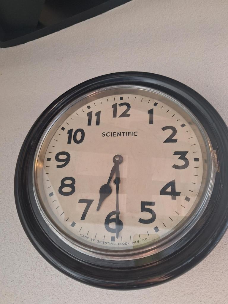 Vintage Scientific wandklok, jaren '20, 8-daags, 40 cm, Ophalen of Verzenden