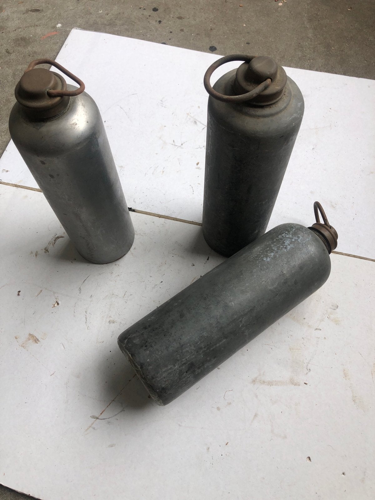 Set van 3 Vintage Aluminium baby kruiken, Antiek en Kunst, Ophalen