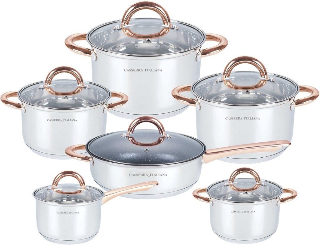 Casserra Italiana Luxe Pannenset 12-delig – Inductie, Huis en Inrichting, Van der KUnstraat 5, Casserra Italiana, Nieuw, Pannenset