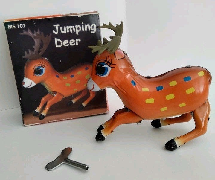 Vintage Opwindbaar Blikken Hert - Jumping Deer MS 107, Ophalen of Verzenden, Zo goed als nieuw