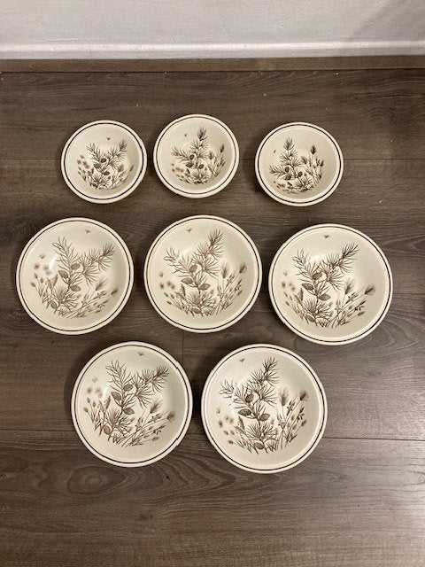 Vintage Pinewood Servies - 5 diepe borden & 3 kommetjes, Huis en Inrichting, Ophalen of Verzenden, Zo goed als nieuw, Bord(en)