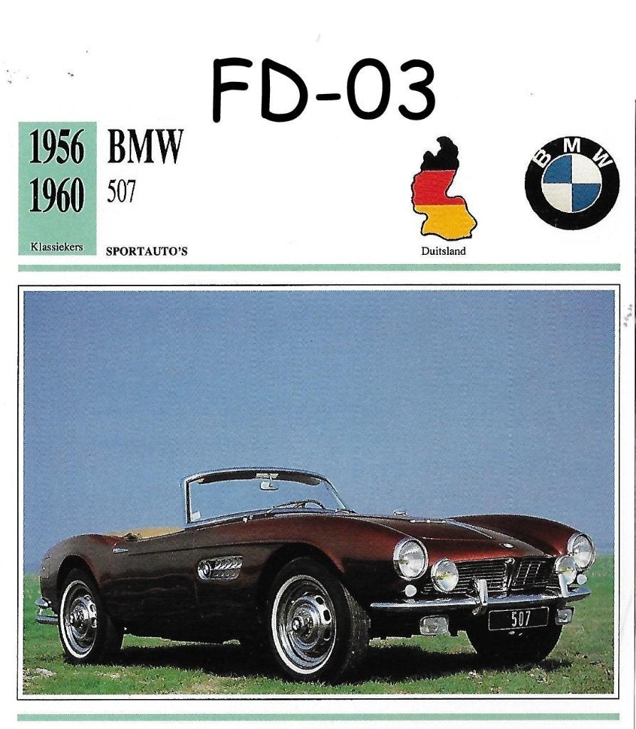 Fd3 autokaart bmw 507Fd3 autokaart bmw 507 ( 1956 - 1960), Ophalen of Verzenden, Zo goed als nieuw, Auto's
