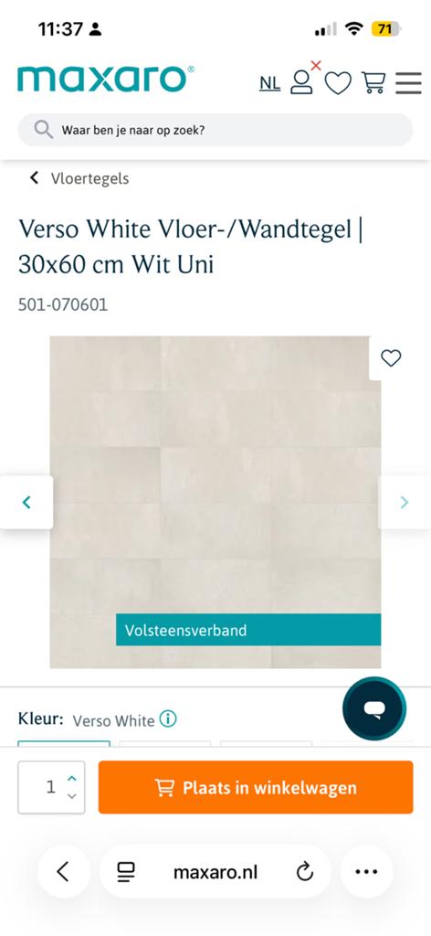 Maxaro tegels Verso White, Doe-het-zelf en Verbouw, Tegels, Ophalen, 60 cm of meer, Nieuw, Minder dan 5 m²