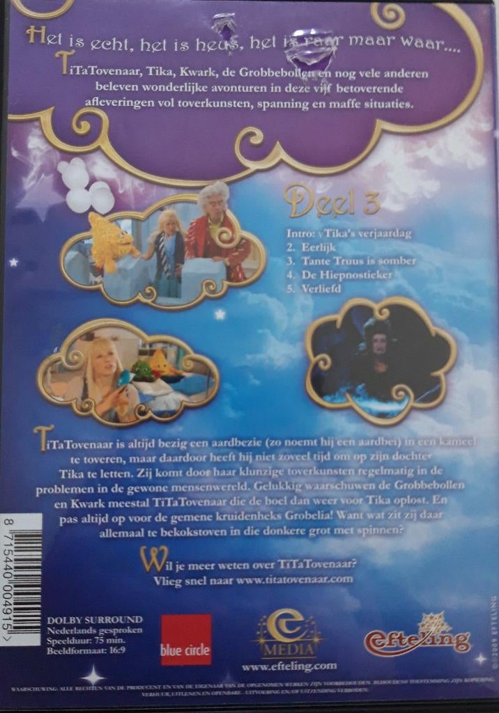 Efteling Tita Tovenaar dl 3 Alle vleermuizen nog an toe dvd, Alle leeftijden, Ophalen of Verzenden, Zo goed als nieuw