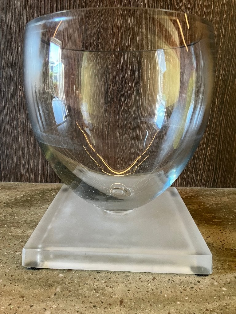 Zware glazen vaas met matte voet, Ophalen, Matte afwerking, 26 cm, Glas