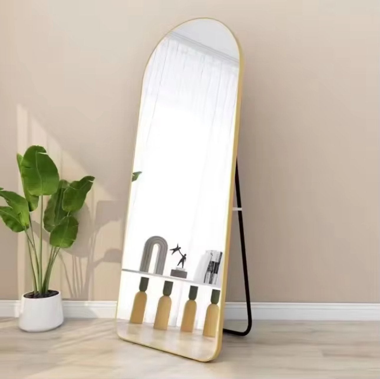 Passpiegel 160x50 cm – Staande Spiegel – Zwart/Goud – Nieuw, Watersport en Boten, Ophalen, Zo goed als nieuw, Overige typen