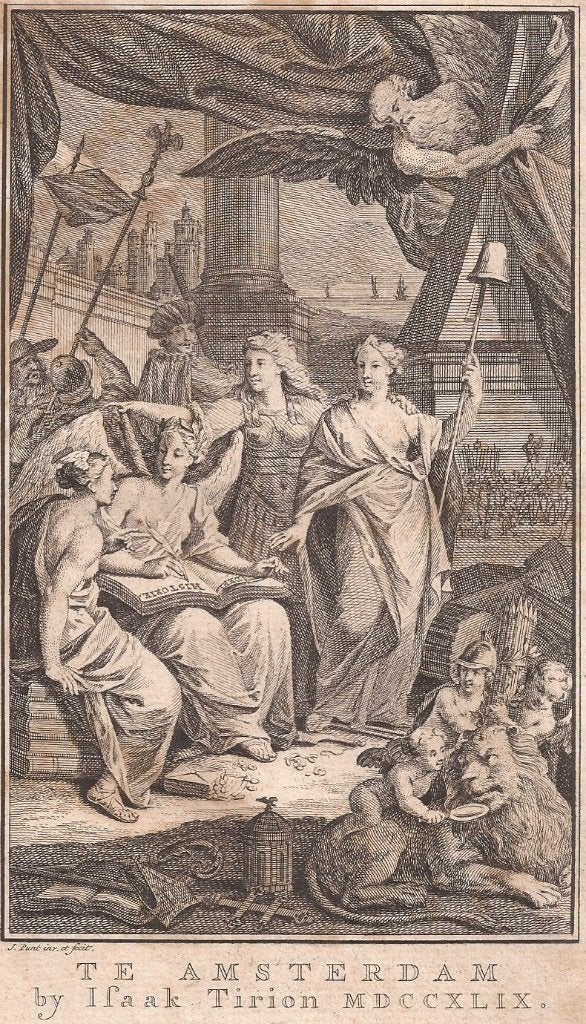 Frontispice Titelprent Jan Wagenaar Vaderl. Historie 1749, Origineel, 17 cm, Mythologie, Ophalen of Verzenden