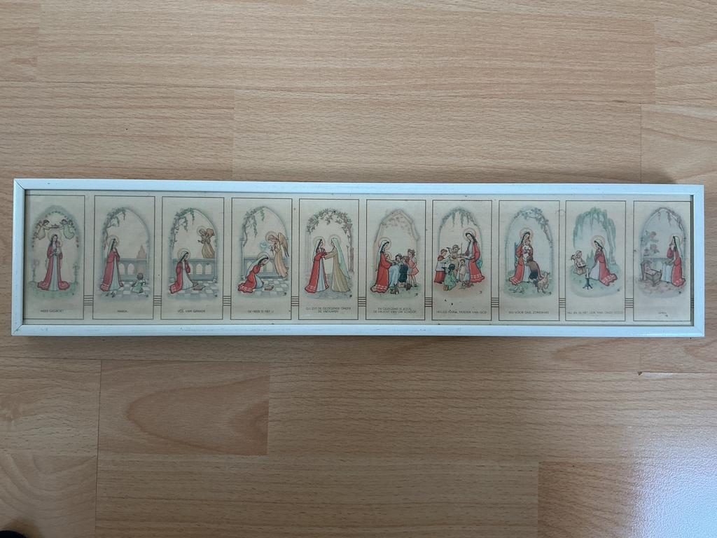 Ingelijste Wees Gegroet Maria Gebed Illustraties, Antiek en Kunst, Ophalen