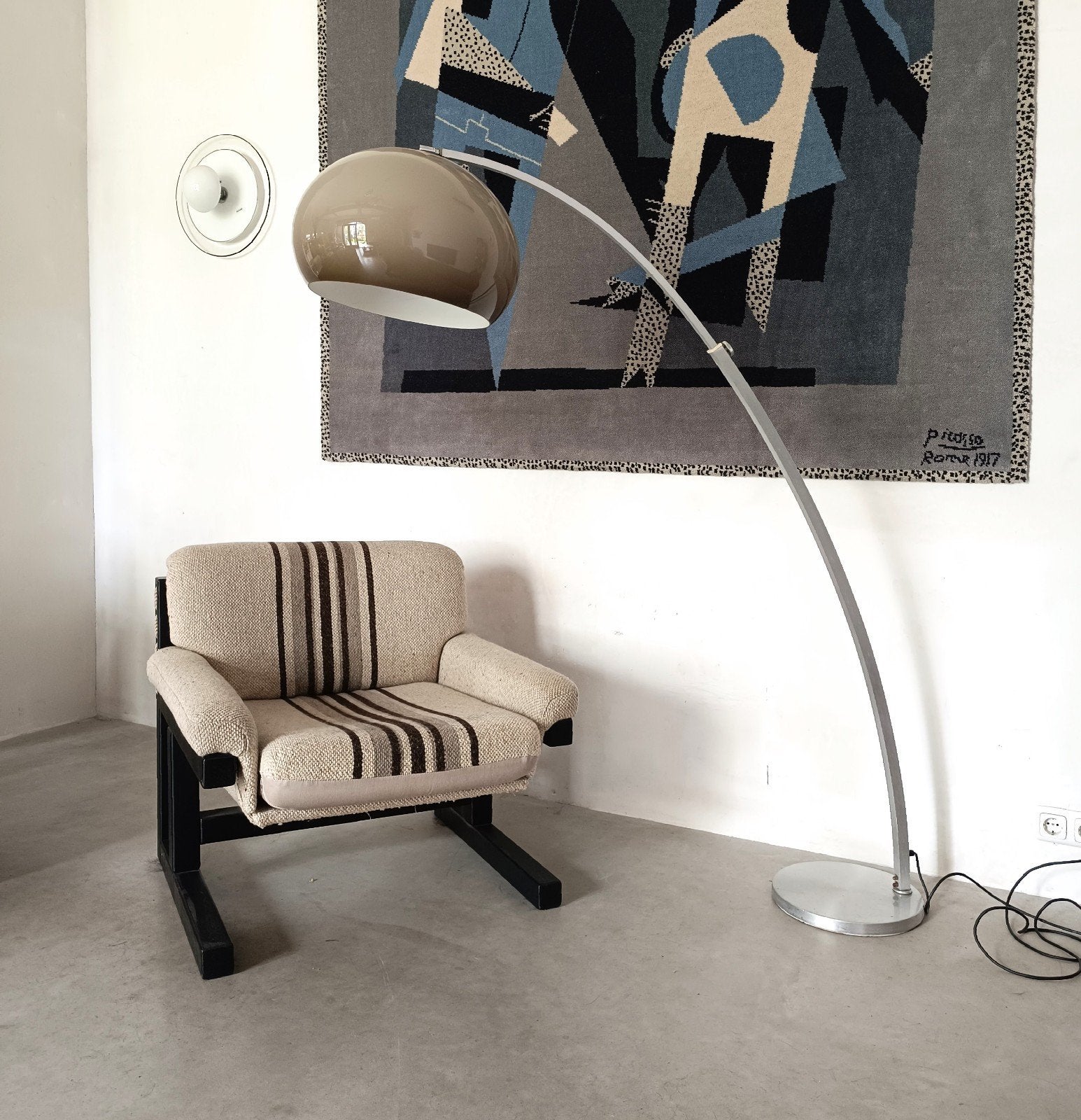 Space Age Arc / Booglamp / Vloerlamp 1970's, Ophalen, E27 (groot), 150 tot 200 cm, Mid Century Modern Design 1970's