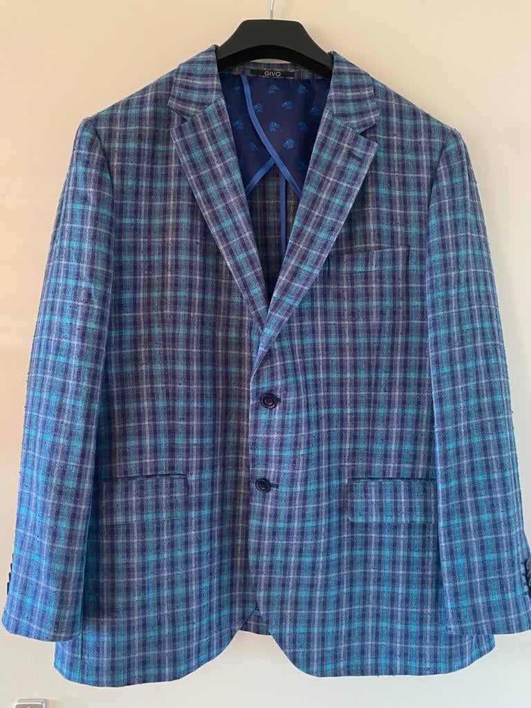 GIVO LINNEN KATOEN BLAZER JASJE COLBERT 56, Ophalen of Verzenden, Zo goed als nieuw, Maat 52/54 (L), Blauw