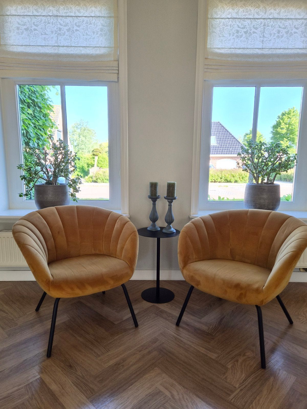Set van 2 stoffen fauteuils - Okergeel, Ophalen, Modern, Fluweel, Comfortabel, Twee, Overige kleuren