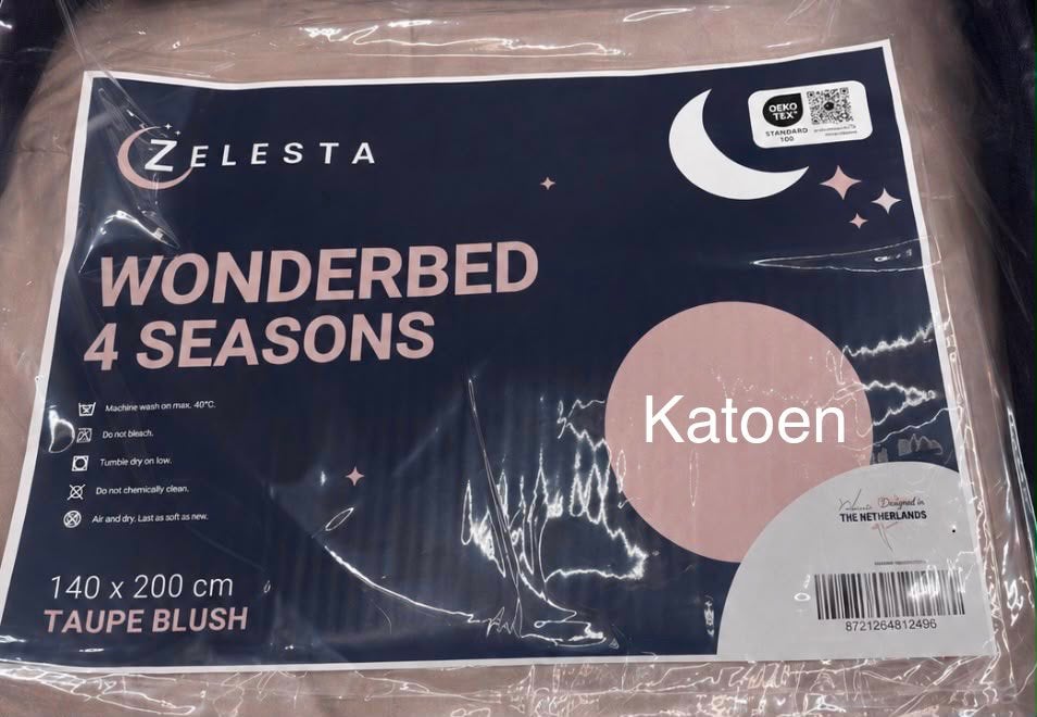 Zelesta wonderbed katoen 4 seizoenen taupe blush, Eenpersoons, Wit, Ophalen of Verzenden, Deken of Dekbed