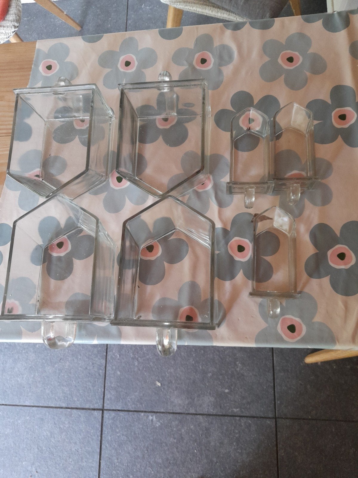 Vintage losse kruidenbakjes glas 7 stuks, Ophalen of Verzenden