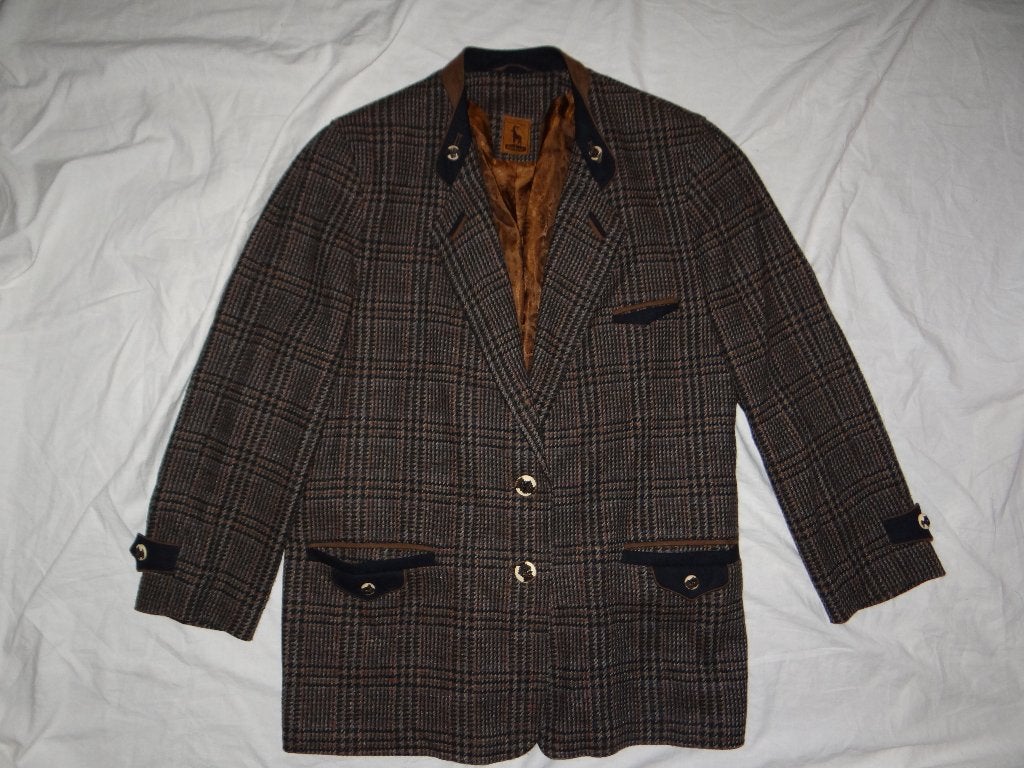 Mooi bruin/zwart/grijs gestreept STEINBOCK tiroler jasje, Maat 38/40 (M), Carnaval, Ophalen of Verzenden, Kleding