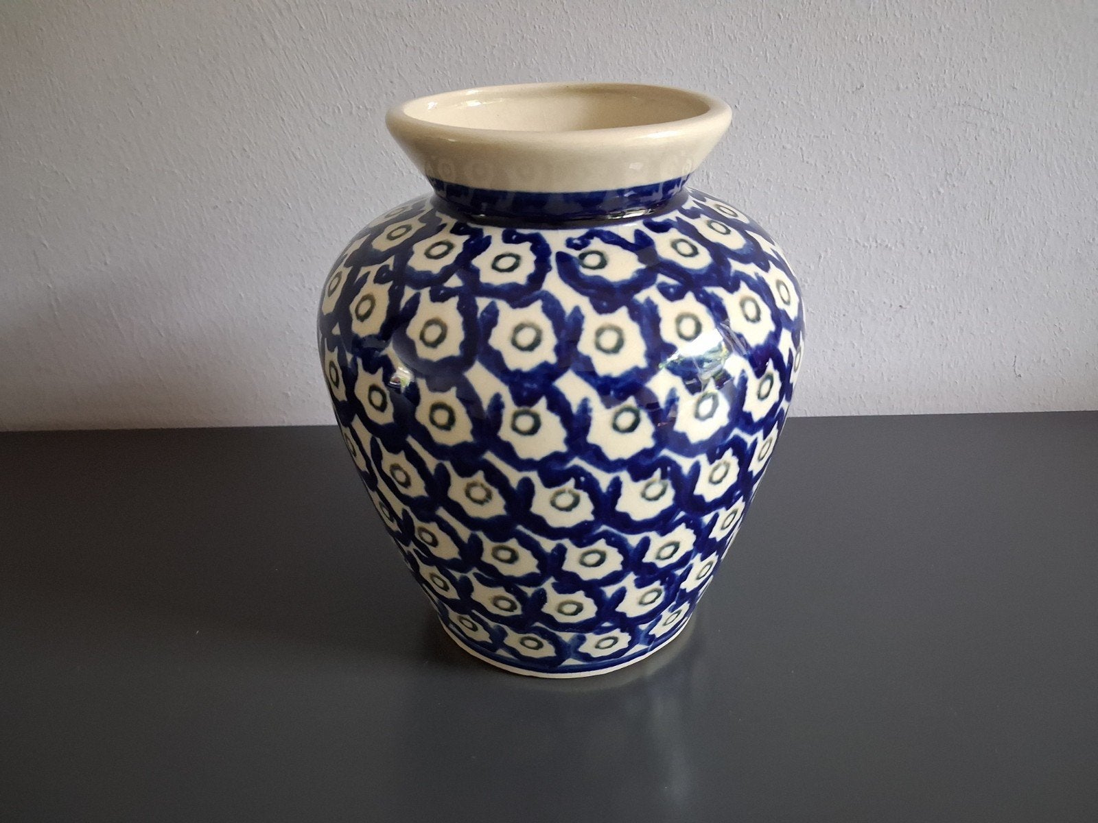 Boleslawiec vaas, blauw-wit patroon bunzlau, Ophalen of Verzenden