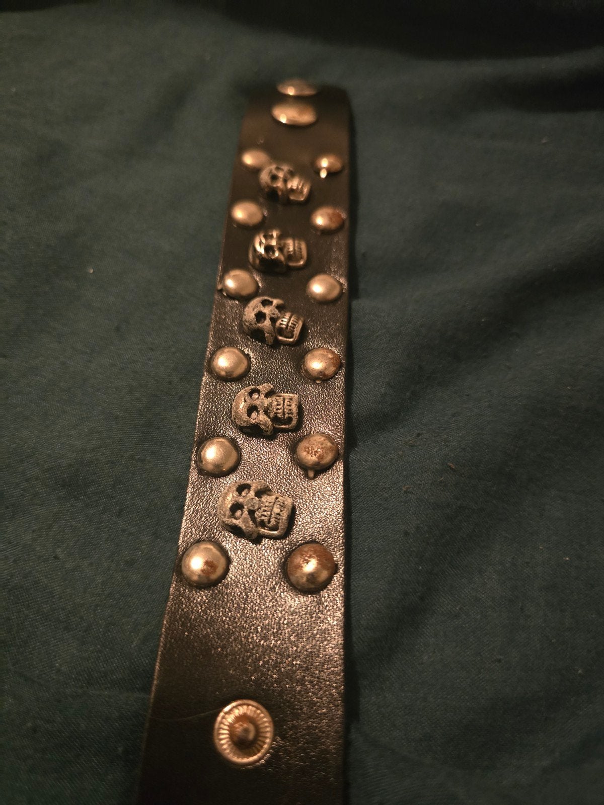 Y2K Emo Gothic Punk Armband met Doodshoofden en Studs, Ophalen of Verzenden, Gebruikt, Zwart, Overige materialen