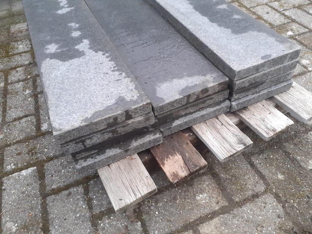 Muurafdekplaat basalt gebrand en geborsteld 100x20x3cm, Tuin en Terras, Ophalen, Gebruikt, Beton, Overige typen