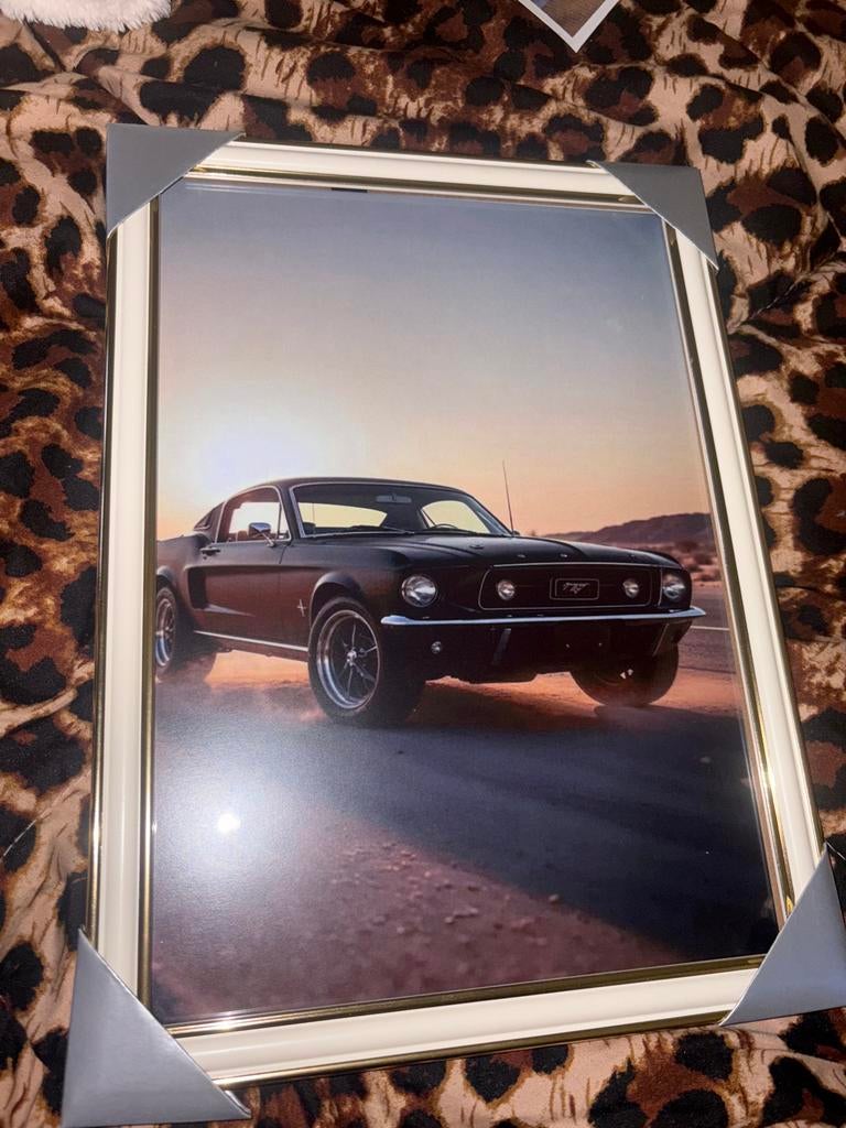 Ingelijste poster Ford Mustang, Minder dan 50 cm, Metaal of Aluminium, Nieuw, Ophalen of Verzenden
